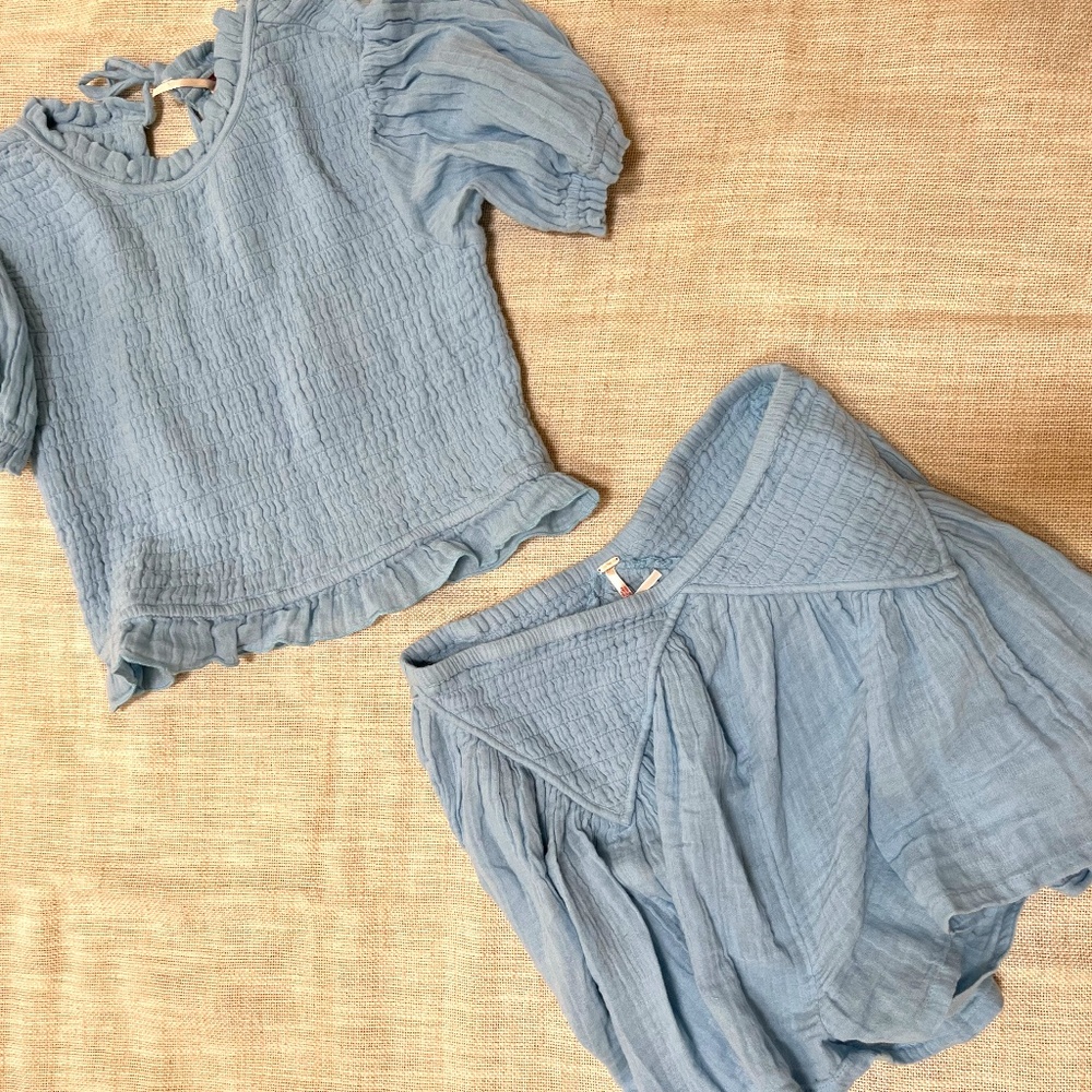 Matching Set Free People- New, Unworn Beachy Light Blue Skort & Cropped Top Set